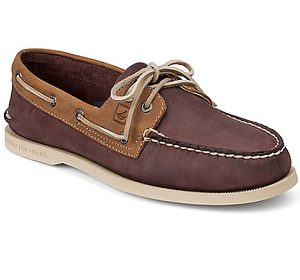 Authentic Original Two-Tone 2-Eye Boat Shoe - Burgundy-Tan